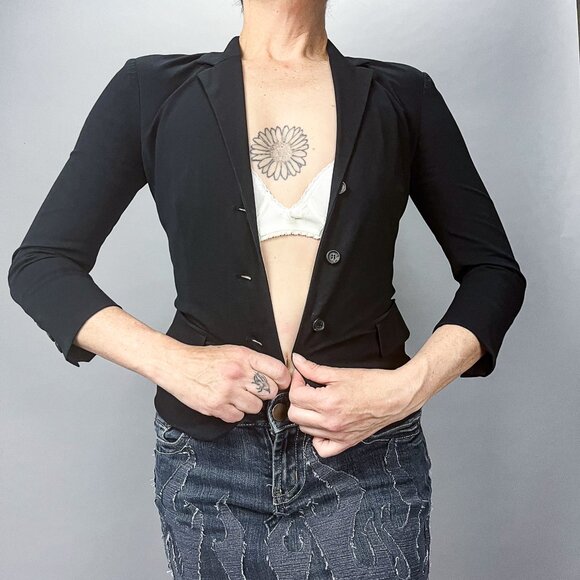 Prada Women's Blazer | Vintage 90's Tailor Fitted Stretchy Blazer Jacket - Picture 2 of 10